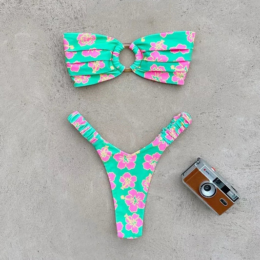 Bikini string imprimé fleur