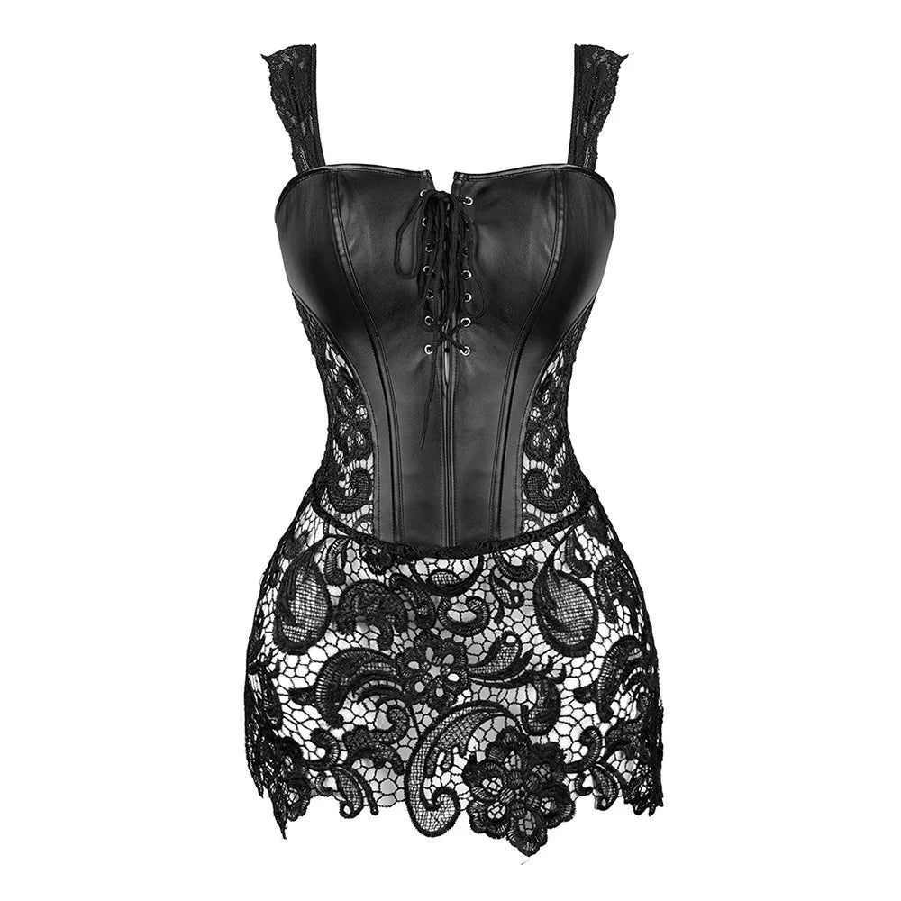 Lingerie sexy en cuir et dentelle