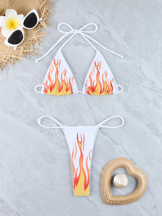 Bikini string imprimé flamme
